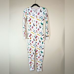 Mini Boden Button Front One Piece Christmas Holiday Pajamas 13 Y
